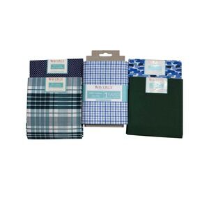 Waverly NEW Fabric Bundle Blue/Green Cotton Plaid Gingham 5pc Set Quilting Craft